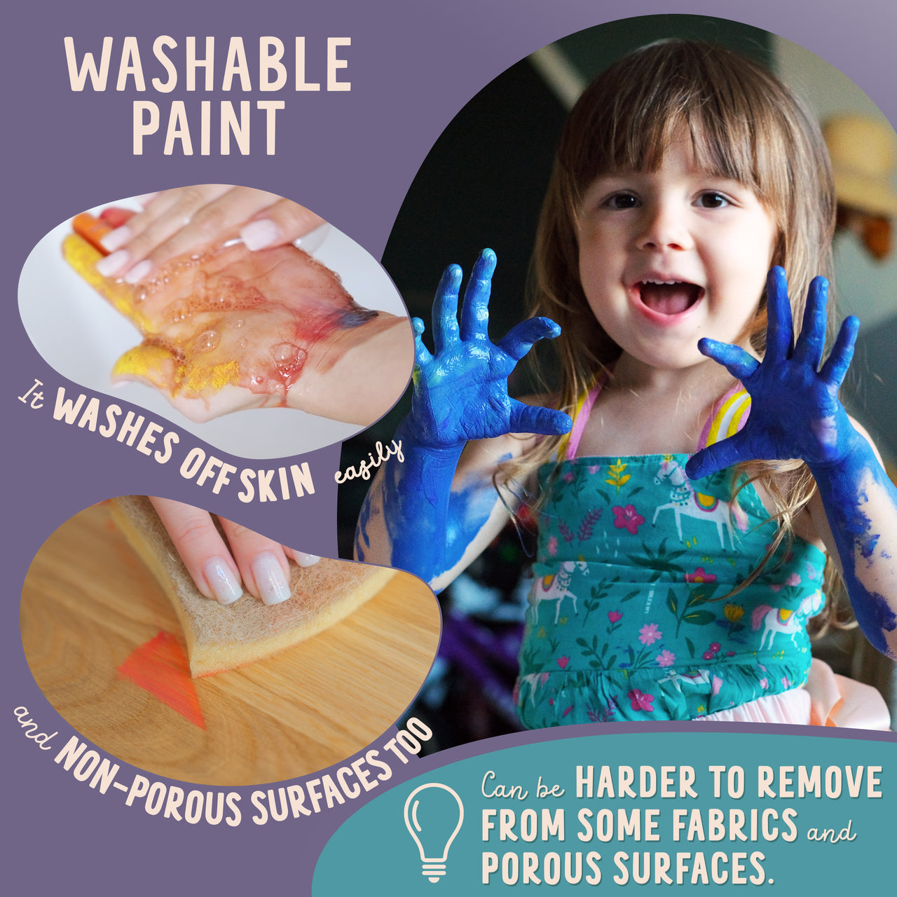 Washable Paint Kids Set 3 Bottles