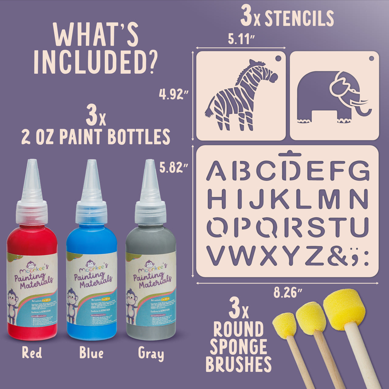 Washable Paint Kids Set 3 Bottles